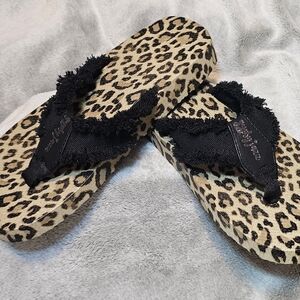 Gypsy Jazz Animal Print Flip Flops with Black Accents